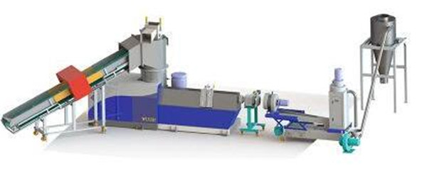 廢舊塑料回收造粒生產(chǎn)線電動摸頭與液壓不停機換網(wǎng)模頭的